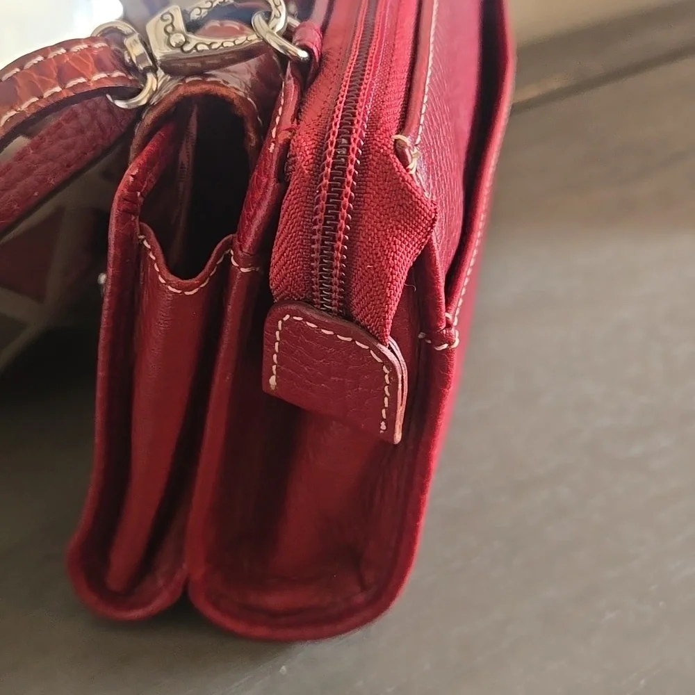 Elegant Brighton Red Leather Crossbody Bag